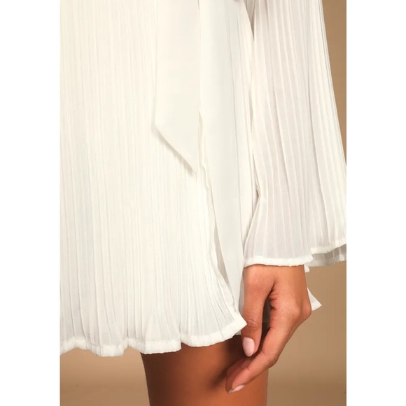 Lulus Ivory Pleated Long Sleeve Skort Romper - Picture 3 of 7